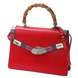 【美品】GUCCI リリス バンブー コーラルスネーク 2way ショルダーバッグ 453750 レザー レッド 赤 ブランドバッグ 3464314j【中古】