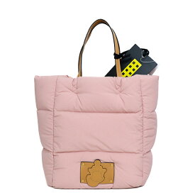 【ほぼ未使用品】MONCLER JW ANDERSON 22AW トートバッグ レディースバッグ ナイロン ダウン ファザー レザー ピンク ブラウン 6019937m 【中古】