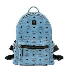 MCM Stark スターク サイドスタッズ バックパック リュックサック ヴィセトスモノグラム ブルー ガンメタリック金具 PVC ブランドバッグ 5s51725m【中古】