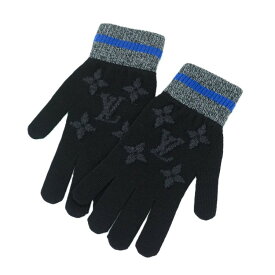 【極美品】LOUIS VUITTON ゴン・モノグラム カラーブロック 手袋 グローブ M76575 ウール ブラック ブランド小物 6042822m【中古】