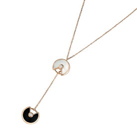 【美品】CARTIER アミュレット レディースネックレス CRB7224569 750 PG マザーオブパール オニキス ・ダイヤ 0.05ct ピンクゴールド 6057427j 【中古】