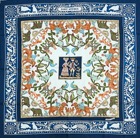 【美品】 エルメス カレ90 大判スカーフ EARLY AMERICA 古き良きアメリカ ネイビー ホワイト マルチカラー シルク100％ HERMES 6054526m【中古】