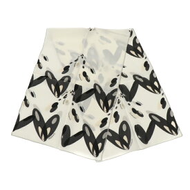 【中古】シャネル モノトーン ドット柄 長方形 ロゴ スカーフ シルク 100％ ホワイト ブラック おしゃれ かわいい 上品 レディース アクセサリー 小物 ファッション 6005818mm-Y