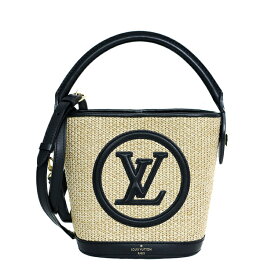 【美品】LOUIS VUITTON プティバケット 2WAY カゴバッグ レディースバッグ M59961 レザー ラフィア ベージュ ブラック 6053019j 【中古】