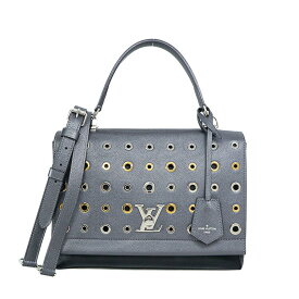 LOUIS VUITTON ロックミー2 パンチングスタッズ ハンドバッグ ショルダーバッグ M42863 レザー メタリックグレー ブラック 2wayバッグ LV ブランドバッグ 5s51512j【中古】