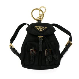 【美品】PRADA ミニアイコン Re-Nylon キーチェーン チャーム キーリング 1TT205 2DMK F0632 リサイクルポリアミド ゴールド金具 ブラック 6029250m 【中古】
