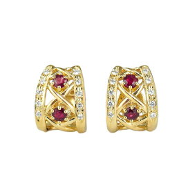 タサキ フープピアス K18 ルビー ダイヤ ゴールド 透かしデザイン レディースアクセサリー TASAKI 607286mL【中古】