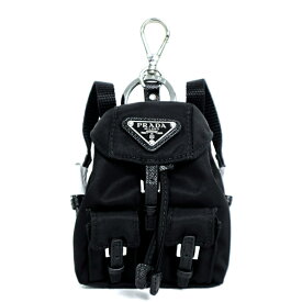 【未使用】PRADA キーホルダー キーリング バッグチャーム トライアングルロゴ Re-Nylon 2TT205 テスート サフィアーノ ネロ ブラック ブランド小物 6083270m【中古】