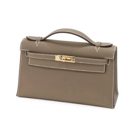 【新品同様】 HERMES ポシェットケリー W刻印 ヴォースイフト エトゥープ ハンドバッグ レディースバッグ 5557527h 【中古】