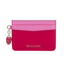 【美品】ブルガリ BVLGARI セルペンティ フラグメントケース カードケース カードホルダー レザー ピンク ゴールド レディース 611032m【中古】