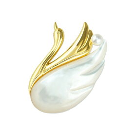タサキ スワン パールブローチ 白鳥モチーフ あこや真珠 ピンブローチ ホワイトパール ゴールド金具 メタル ブランドアクセサリー TASAKI 6109223m【中古】