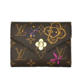 【極美品】LOUIS VUITTON ポルトフォイユ・ヴィクトリーヌ ヴィヴィエンヌ ホリデーコレクション 三つ折り財布 コンパクトウォレット M15337 モノグラム キャンバス レザー ブラウン フローズンオーキッド 6139299m【中古】