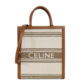 【美品】セリーヌ スモール バーティカル カバ 2way レディースバッグ ショルダーバッグ ハンドバッグ 192082EZ5 テキスタイル レザー ゴールド金具 ベージュ ブラウン 6138677Mj 【中古】