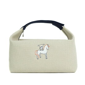 【未使用品】 エルメス ブリッドアブラック GM カブリオル ポーチ ハンドバッグ バニティ トワルアッシュ グリペール ネイビー ブランドバッグ HERMES 6192293m【中古】
