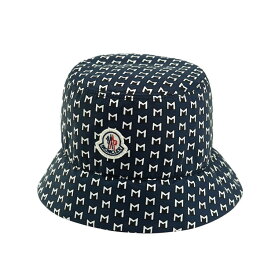 【美品】MONCLER バケットハット 帽子 ネイビー ポリエステル 綿 ブランド小物 モンクレール 6185632m【中古】