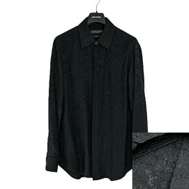LOUIS VUITTON モノグラム シルクブレンド ロングスリーブ シャツ 1ABLEM RM241F ZD5 HQS9PW レーヨン シルク ブラック 39 23AW LV ジャガード織 長袖 メンズシャツ 5222310J【中古】