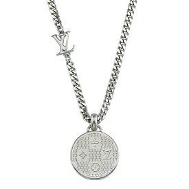 【極美品】LOUIS VUITTON ダミエ ステープル ネックレス ペンダント M02446 メタル シルバー アクセサリー ルイヴィトン 6222447m【中古】