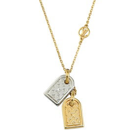 【極美品】LOUIS VUITTON ネックレス ナノグラム ネームタグ ペンダント M63141 GP ゴールド シルバー アクセサリー ブランド小物 ルイヴィトン 6228541m【中古】