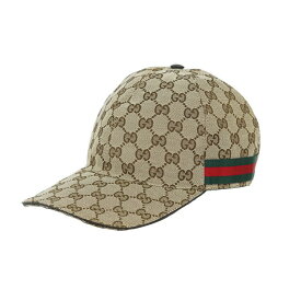 【美品】GUCCI オリジナルGGキャンバス ベースボールキャップ 帽子 200035 601491 ベージュ ブラウン ウェブライン M メンズ レディース帽子 5s30620M【中古】