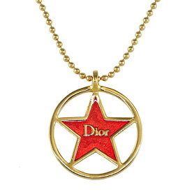 【極美品】Christian Dior ゴロ スター ネックレス メタル ゴールド レッド アクセサリー ブランド小物 ディオール 6192611m【中古】