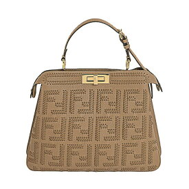 【美品】FENDI フェンディ ピーカブー ソフト ミディアム ズッカ ハンドバッグ ショルダーバッグ 8BN353AT53F19PB レザー インターレース カプチーノカラー ベージュ ブラウン系 ゴールド金具 レディースバッグ ブランドバッグ 5s19360J【中古】