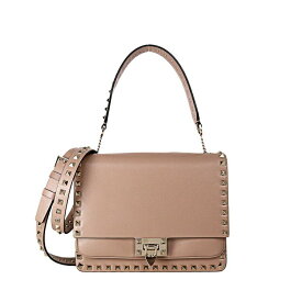 VALENTINO GARAVANI ロックスタッズ ショルダーバッグ 3way ハンドバッグ クラッチ カーフレザー ピンクベージュ ゴールド金具 レディースバッグ ブランドバッグ 5s23245M【中古】
