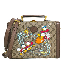 【美品】GUCCI ディスニー ドナルドダック 2wayバッグ ハンドバッグ ショルダーバッグ ミニトランク ビューティーケース 633587 GGスプリーム キャンバス ベージュ ブランドバッグ グッチ 6247520j【中古】