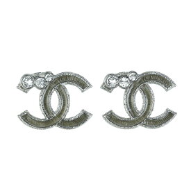 【極美品】CHANEL ピアス ココマーク ラインストーン メタル シルバー ブランド小物 シャネル 6229049m【中古】