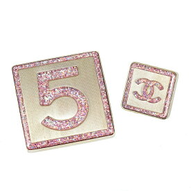 【美品】CHANEL シャネル ココマーク No.5 ブローチ ピンバッジ 2点 AB7248 A21K メタル ピンクラメ シャンパンゴールド金具 スクエア ピンバッチ レディースアクセサリー ブランドアクセサリー 5s22255MM【中古】