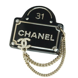 【極美品】CHANEL ブローチ ココマーク クリスタル ラインストーン AB9372 メタル ラインストーン D22B ブラック ブランド小物 シャネル 6242346m【中古】