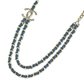 【美品】 シャネル ココマーク デニム チェーン ネックレス B25P ブルー ゴールド ブランド アクセサリー 【中古】6292510jm-L