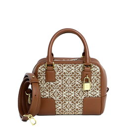 【美品】LOEWE ロエベ アマソナ 16 ジャガード アナグラム スクエア ハンドバッグ 2way ショルダーバッグ A039N21X03 カーフスキン ジャガードコットン タン ブラウン ゴールド金具 レディースバッグ ブランドバッグ 5026016J【中古】