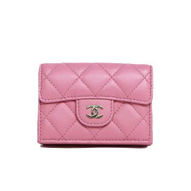 【美品】CHANEL シャネル タイムレスクラシック マトラッセ スモール フラップウォレット 三つ折り財布 AP0230 ラムスキン ピンク ゴールド金具 コンパクト ミニ財布 レディース財布 ブランドウォレット 5073378MU【中古】