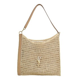 SAINT LAURENT サンローラン YSL カサンドラ ラフィア ワンショルダーバッグ OXALIS ナチュラル ベージュ レザー レディース 6354322J【中古】