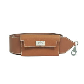 【美品】 エルメス バンドリエール ケリーポケット ショルダーストラップ ヴォーエプソン ヴォースイフト ゴールド シルバー金具 B刻 H079214 HERMES 6358018j【中古】
