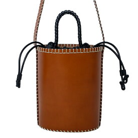 【美品】 クロエ ルエラ ミニ バケット 2Way 巾着 ショルダー ハンドバッグ CHC22VS 540H 2325M ブラウン ブラック レザー 斜め掛け 【中古】 6354546mm