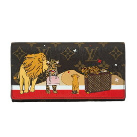 【美品】LOUIS VUITTON ポルトフォイユ サラ アニマルプリント ホリデーシーズン 限定品 二つ折り 長財布 M63424 モノグラムキャンバス ブラウン ルイヴィトン 6358357m【中古】