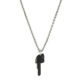 【美品】HERMES クレ シュヴァル ネックレス ペンダント アクセサリー キー メタル シルバー ブラック ブランド小物 エルメス 6383329m【中古】