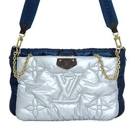 【極美品】LOUIS VUITTON LVピロー マキシ ミュルティ ポシェット アクセソワール ショルダーバッグ M21057 リサイクルナイロン シルバー ネイビー ルイヴィトン 6381922j【中古】