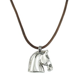 HERMES シュバル ホース ネックレス ペンダント 馬 メタル レザー シルバー アクセサリー ブランド小物 エルメス 6387025m【中古】