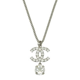 【中古】 シャネル ラインストーン ココマーク ネックレス B18S シルバー シンプル アクセサリー 6411546mm-L