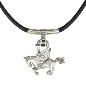 エルメス ペガサス カデナ ペンダント ネックレス チョーカー メタル レザーコード シルバー HERMES 6427052m【中古】