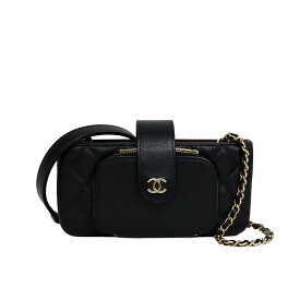 【極美品】CHANEL マトラッセ フォンケース フォンショルダー チェーンショルダー AP2916 キャビアスキン レザー ブラック ブランドバッグ シャネル 6512530j【中古】