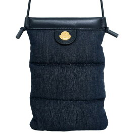 【極美品】MONCLER パフィ フォンケース フォンショルダー ショルダーバッグ 6B00001 コットン レザー デニム ネイビー PUFFY モンクレール 6482124m【中古】