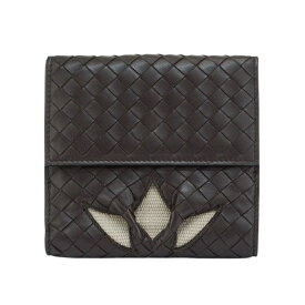 【美品】BOTTEGA VENETA 財布 二つ折り財布 イントレチャート コンパクトウォレット レザー ブラウン ブランド小物 ボッテガ 6479529m【中古】