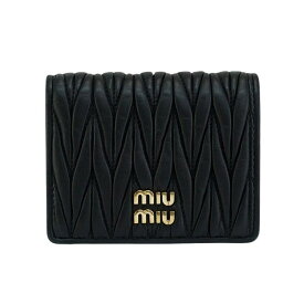 ミュウミュウ MIU MIU マテラッセ 二つ折り財布 5MV204 ブラック NERO ナッパレザー ゴールド金具 レディース 6502026m 【中古】
