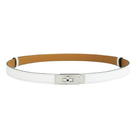 【美品】 エルメス ベルト ケリー 18 ウエストマーク ヴォーエプソン ホワイト シルバー金具 A刻 H069853CK01 ブランド小物 HERMES 6505210j【中古】