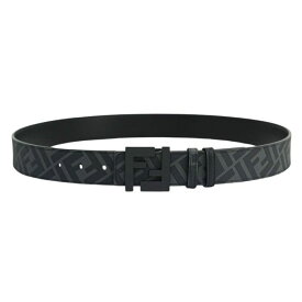【極美品】FENDI ズッカ ベルト リバーシブルベルト FFベルト 7C0432 レザー ブラック グレー ブランド小物 フェンディ 6507136m【中古】