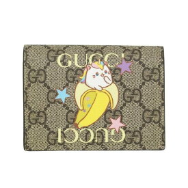 【未使用】GUCCI 財布 二つ折り コンパクトウォレット ばなにゃ コラボ 701009 GGスプリーム レザー ベージュ ブランド小物 グッチ 6511833m【中古】