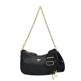 【極美品】PRADA 2way バッグ チェーンショルダー ハンドバッグ ショルダーバッグ 1BH174 サフィアーノ ラックス レザー NERO ブラック ブランドバッグ プラダ 6511514j【中古】